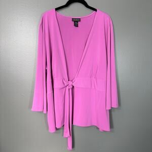 Lane Bryant Pink/Purple Tie Front Stretch Jersey Cardigan - 18/20 - Women's Plus